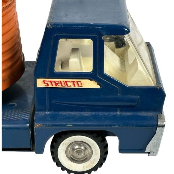 Vintage 1960’s Structo Hydraulic Trailer Dumper Blue Orange Steel Dump Truck Toy - Picture 4 of 12